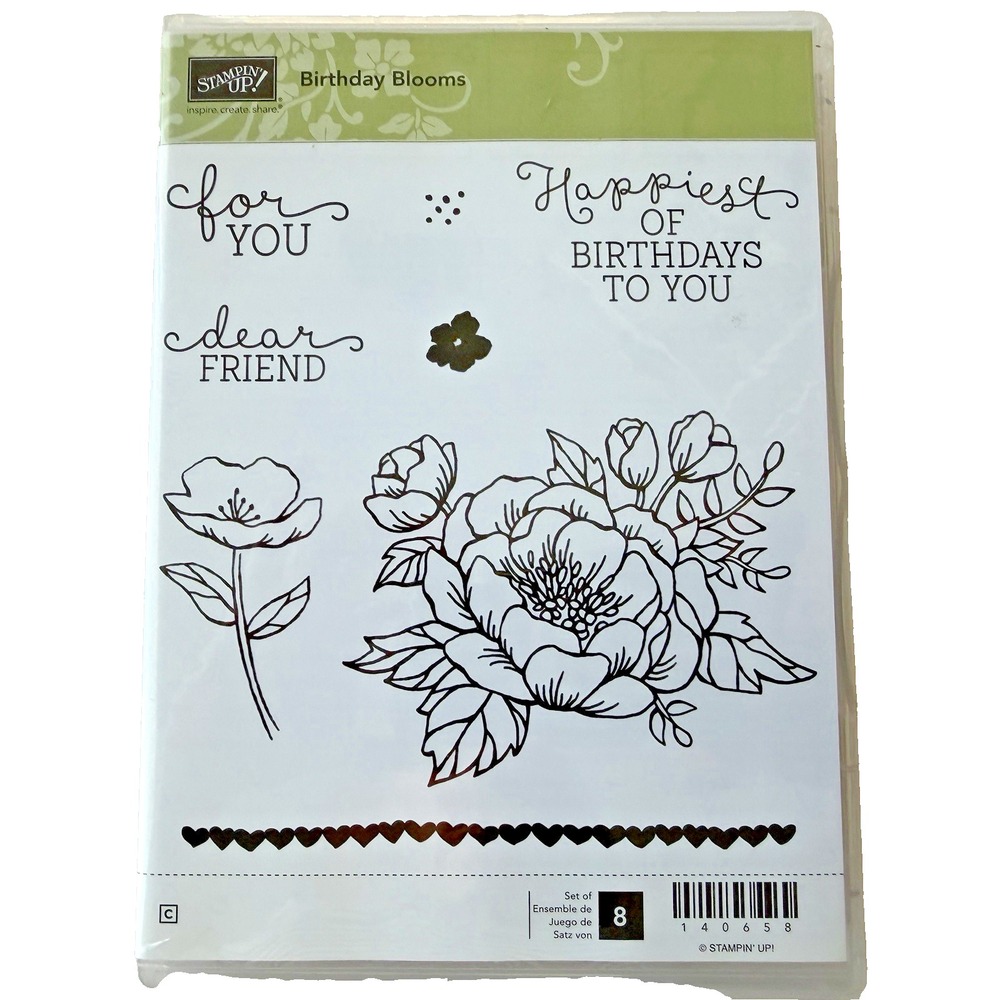 Stampin' Up! Birthday Blooms Cling Stamp Set 140658 Special Occasions Friend NEW